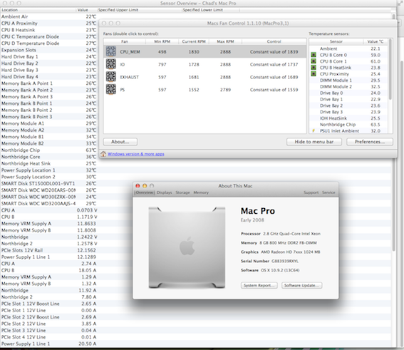 compare hardware monitor readings to mac fan control