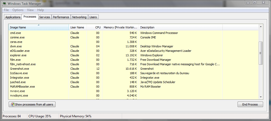 Printscreen of running processes BEFORE launching Speedyfox.